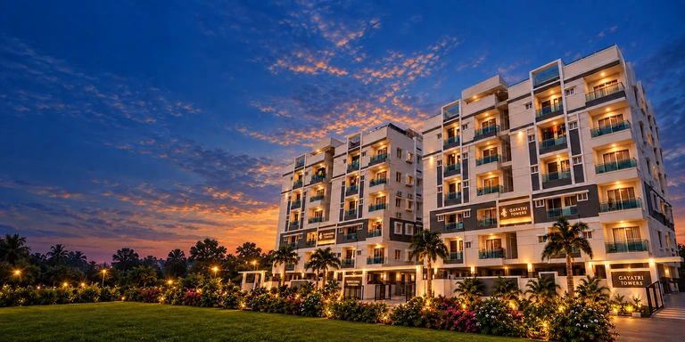 Datla Infra apartments in warm evening light
